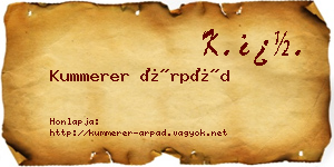 Kummerer Árpád névjegykártya